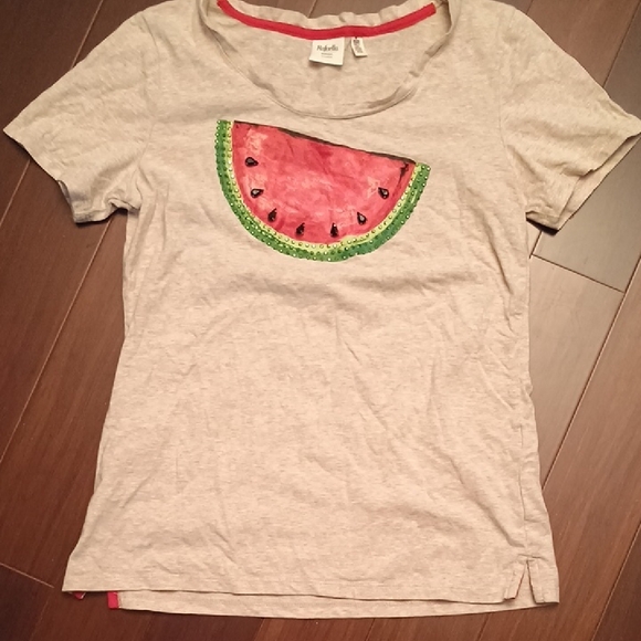 Rafaella Beige Tee with Watermelon Graphic - Picture 1 of 3